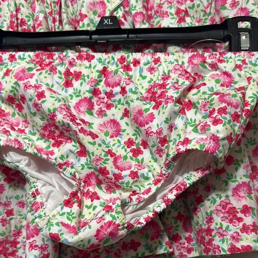 Ralph Lauren Smocked White and Pink Sundress with Square Neck